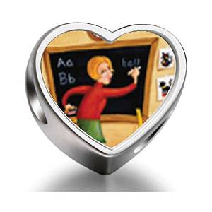 Pandora Teacher Using Blackboard Heart Photo Charm actual image