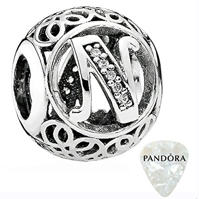 Pandora Triangle Shape Alphabet Letter N Silver Charm actual image