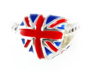 Pandora UK British Flag on Heart Charm actual image