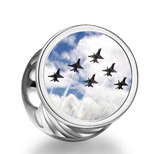 Pandora Veterans Air Force Army Plane Sky Photo I Love U Charm actual image