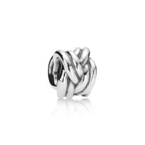 Pandora Waves Knot With White Crystal Round Shape Clip Lock Gold Plated Charm actual image