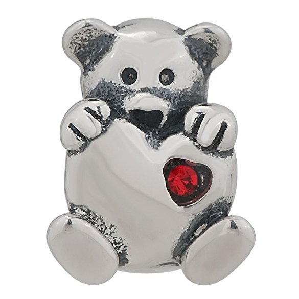 Pandora White Bear Red Heart Charm actual image