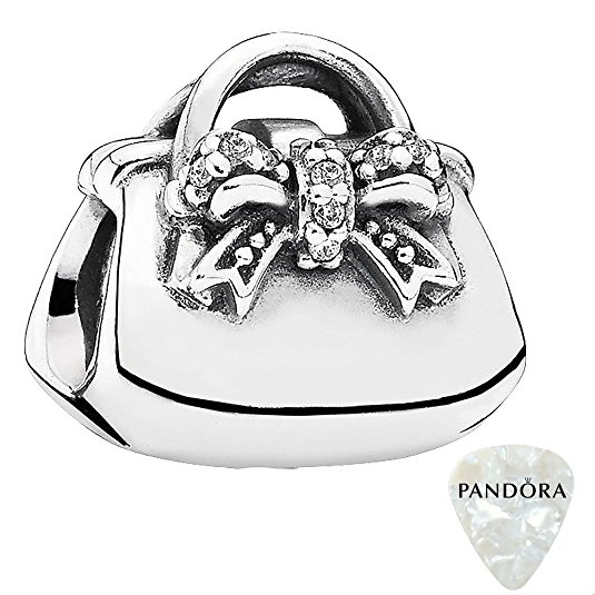 Pandora White CZ Stone Lady Purse Charm actual image