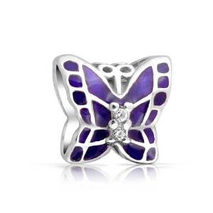 Purple Butterfly Pandora Bead actual image