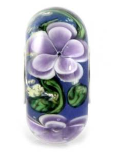 Purple Fiji Flower Pandora Murano Glass Charm actual image