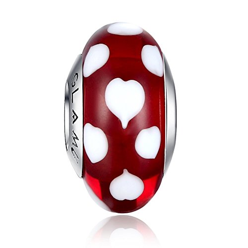Red Heart Pandora Glass Charm actual image