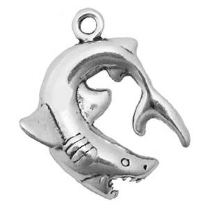 Sterling Silver Attacking Shark Charm actual image
