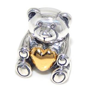 Teddy Bear Heart Love Pandora Charm actual image